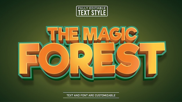 Magic forest game and movie cartoon title editable text effect