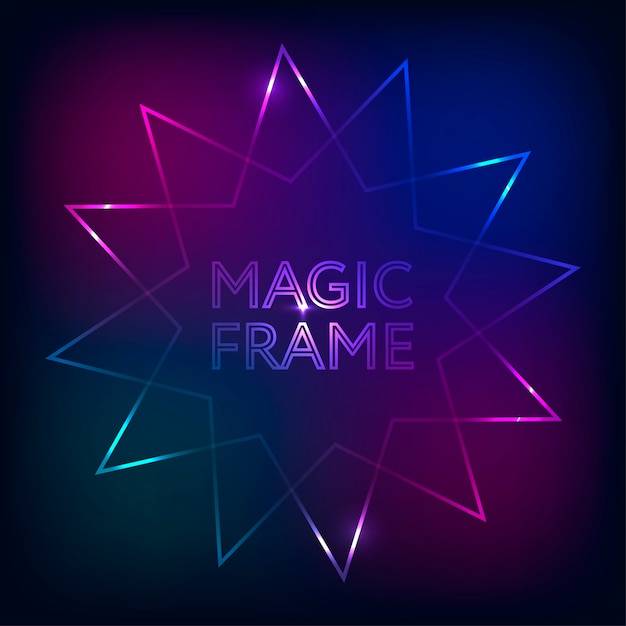 Magic frame gradient vector abstract lights lines text design