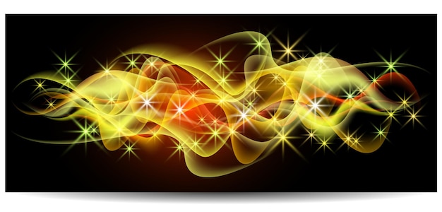 Magic glowing background with neon smoke shining stars