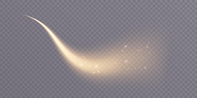 Magic Golden Christmas Glow Effect Comet Bright Sparkle Curved Lines Glowing Stardust Wave