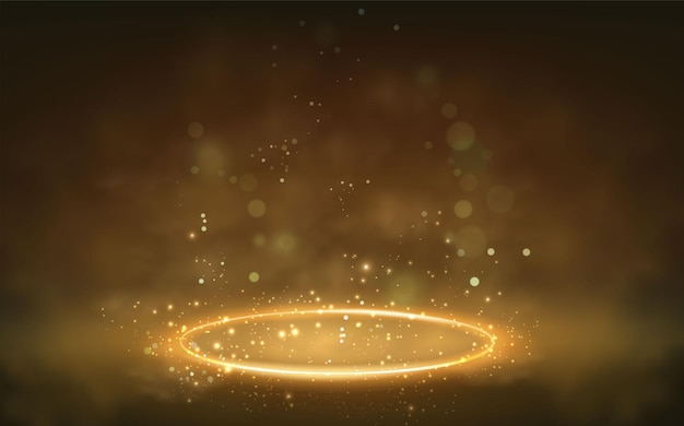 Волшебный золотой круг с блестками и свечением в темноте