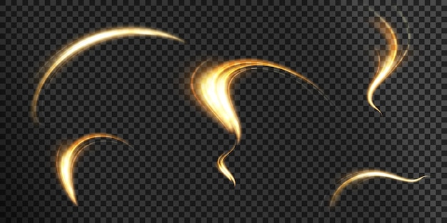 Magic golden wind png festive isolated on transparent background. Golden comet png