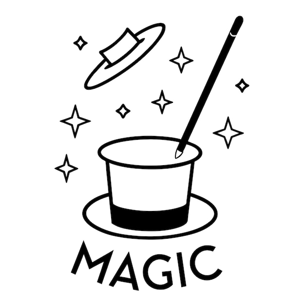 Magic hat logo vector art ilustration 2