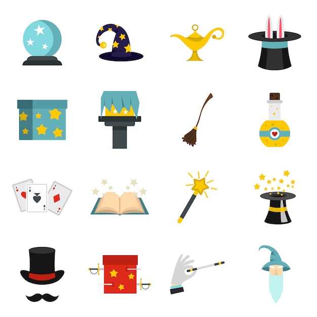 Vector magic icons set in flat style
