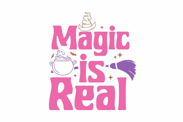 Magic is Real 할로윈 마녀 T 셔츠 디자인