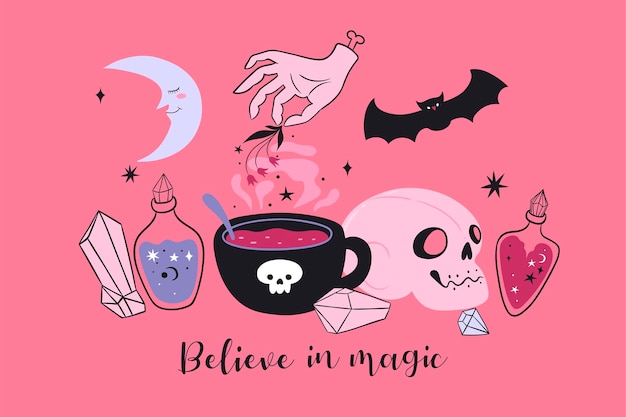 매직 아이템과 비문 Believe In Magic Postcard