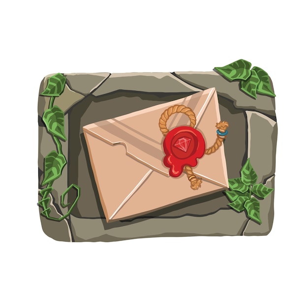 Magic items letter message with seal digital illustration