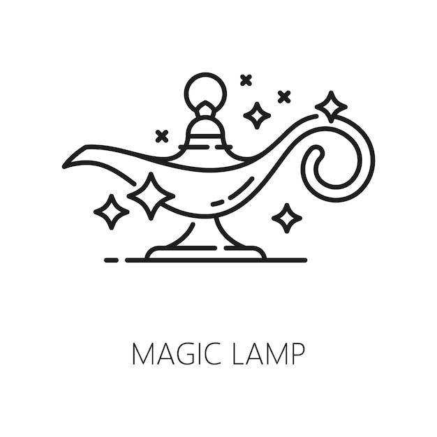 Magic lamp Witchcraft and magic icon Mystery esoteric astrology symbol Sorcery or magic item linear vector pictogram witchcraft object jinn lamp outline icon or outline sign