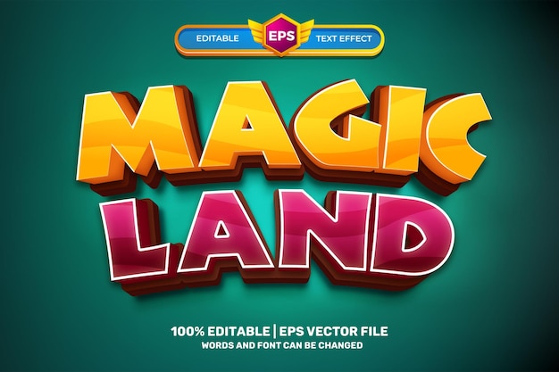 Magic Land 3d 편집 가능한 텍스트 효과 스타일