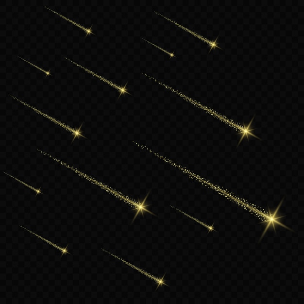 Magic light glow effect stars bursts with sparkles isolated on transparent background. light trace