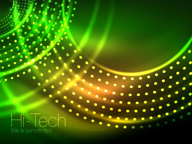 Magic neon circle shape abstract background shiny light effect template for web banner business or technology presentation background or elements vector illustration Disco or party design