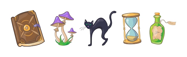 magic objects and items for wizardry and sorcery vector set