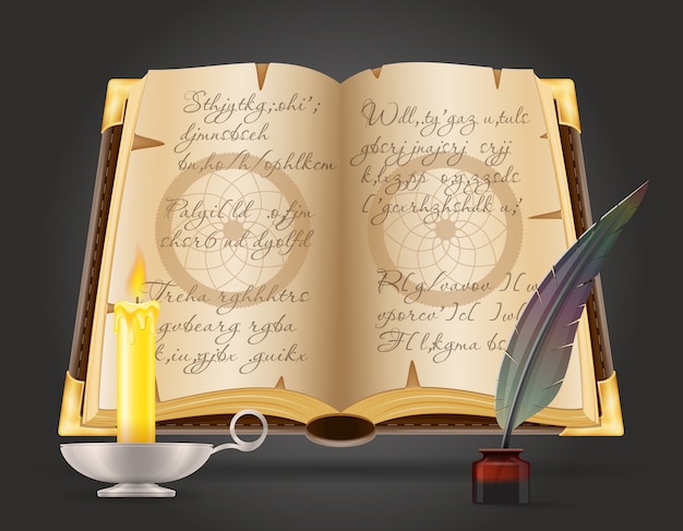 Magic objects for witchcraft witch  illustration isolated on black background