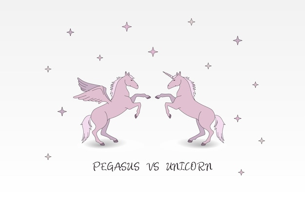 Magic pegasus fairy-tale animal stylish horse vector card