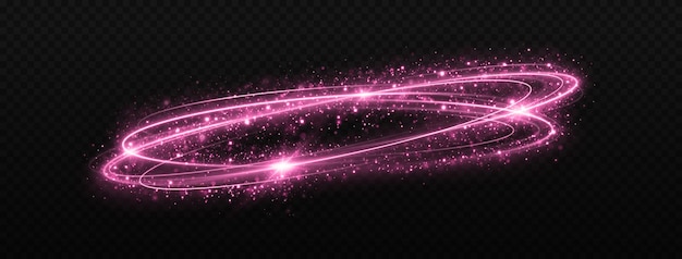 Vector magic pink light trail with bright stars.