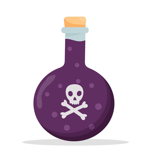 Vector magic poison bottle isolated on white background. bottle with death mark