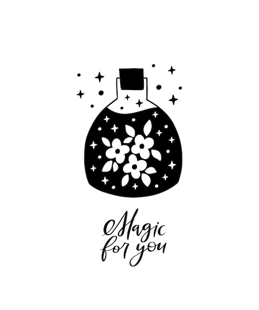 Magic potion bottle with poison vector illustration