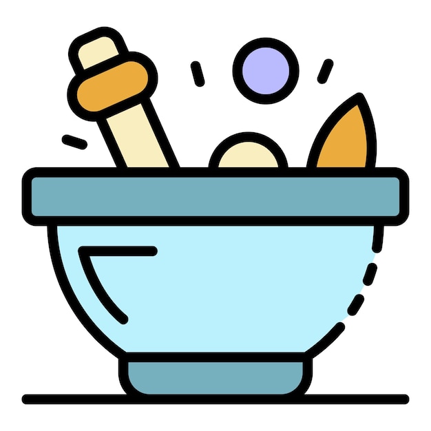 Vector magic potion bowl icon outline magic potion bowl vector icon color flat isolated