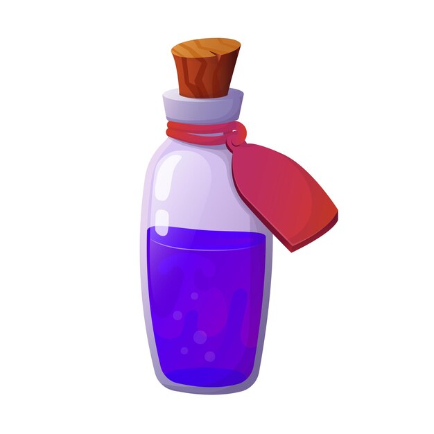 Vector magic potion cartoon game interface elements alchemist bottles with elixir