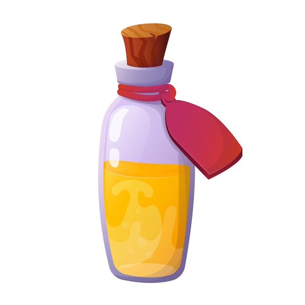 Magic potion cartoon game interface elements alchemist bottles with elixir