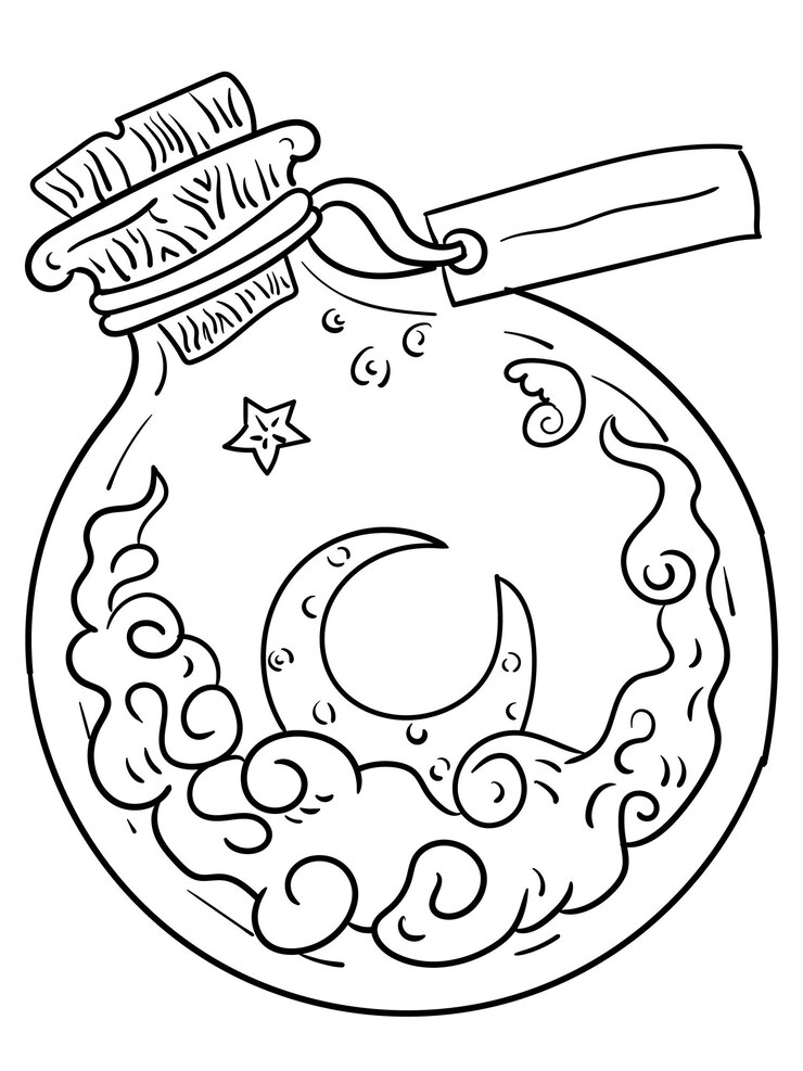 Vector 魔術藥液的概要圖片, 用於彩色書