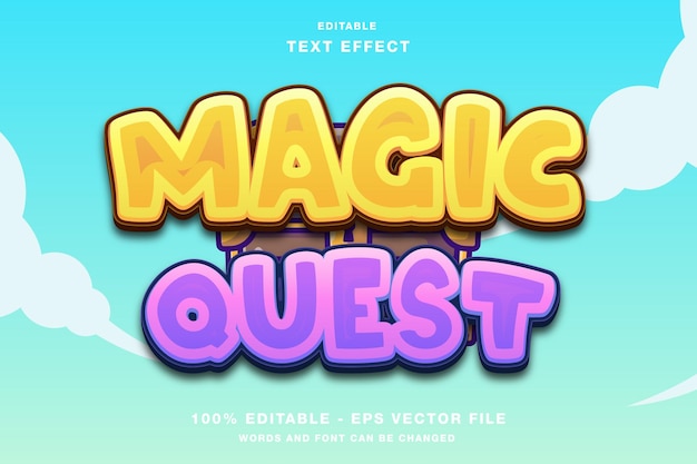 Vettore magic quest titolo del gioco effetto di testo modificabile