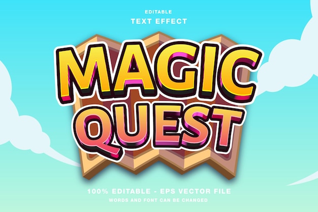 Vector magic quest spel titel bewerkbare tekst-effect