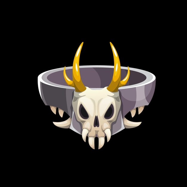 Vector magic ring with animal skull, wizard jewelry.