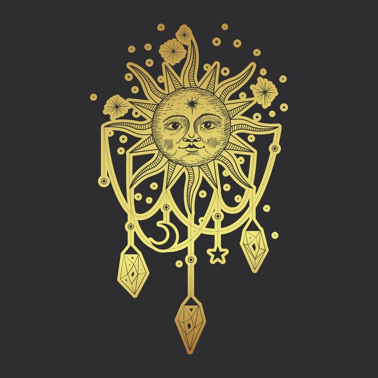 Vector magic sacred illustration in vintage retro engraving style