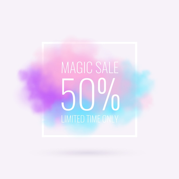 Poster di vendita magica con nuvole realistiche
