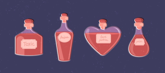 Magic set of potion bottles