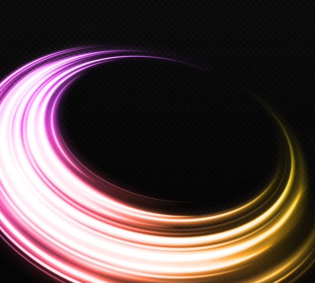 Magic spinning circle with light effect Cosmic curve trails