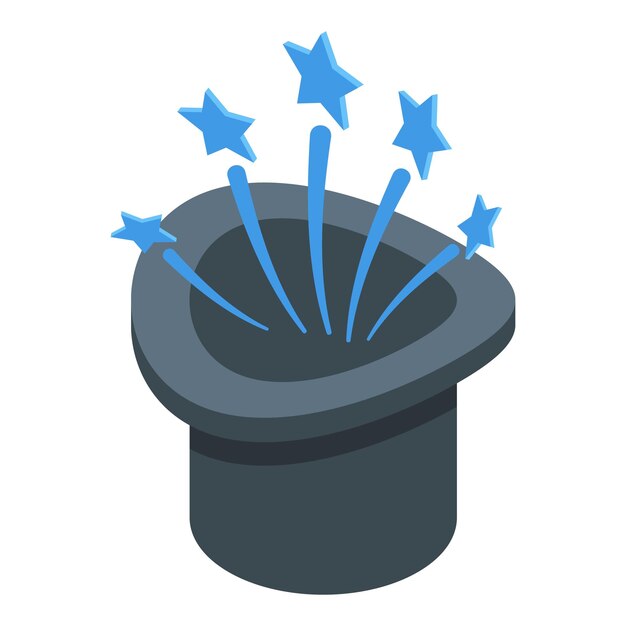 Vector magic star hat icon isometric vector top magician circus show