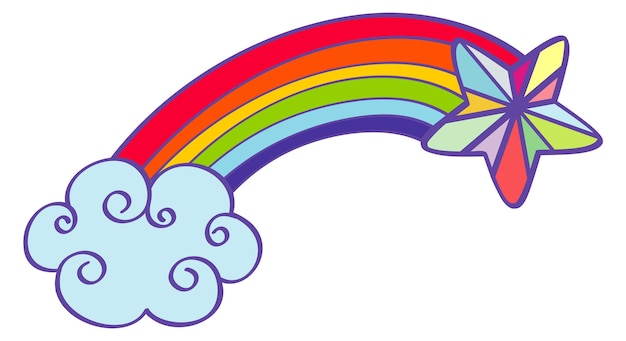 Magic star with rainbow in sky cute fairytale sticker