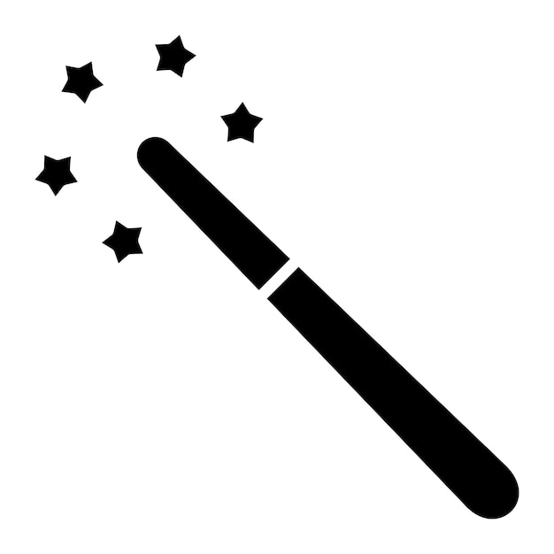 Magic Stick Glyph Solid Zwarte illustratie