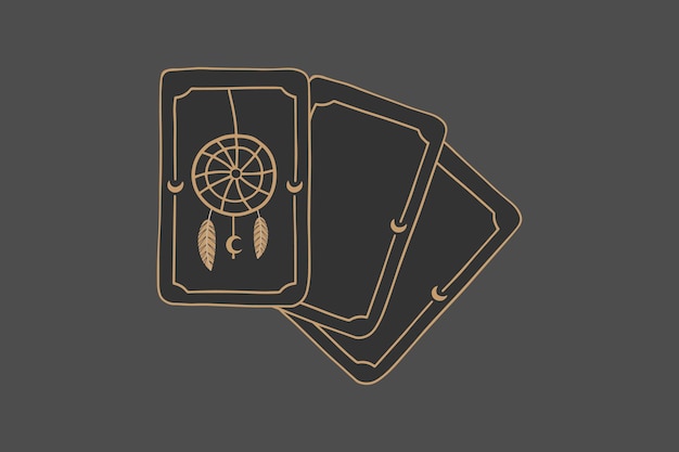 Vector magic tarot deck vector background with dreamcatcher occult and fortune telling concept