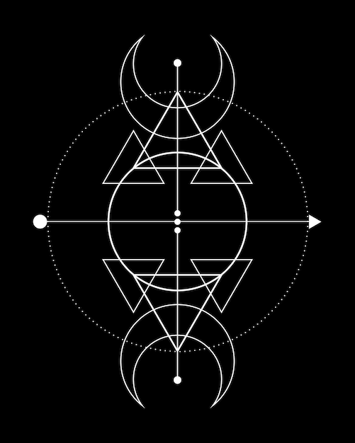 바이킹 신 켈트의 신성한 기하학 Wiccan 흰색 로고 문신의 매직 트리플 문 상징