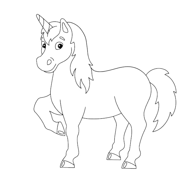 Magic unicorn Fairy horse Coloring book page for kids