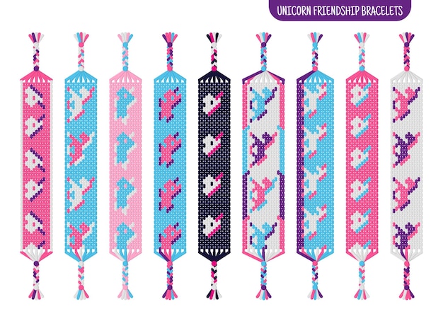 Magic unicorn handmade friendship bracelets set of threads or beads Macrame normal pattern tutorial