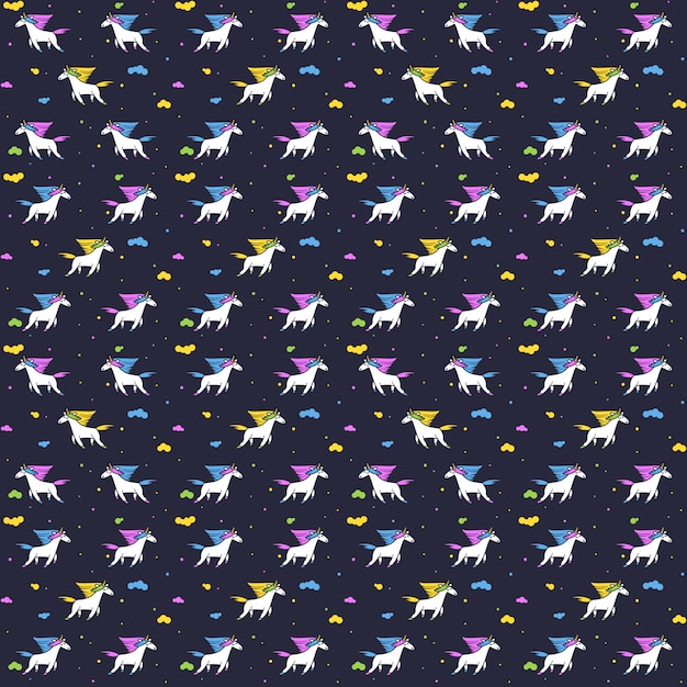 Magic unicorns, seamless pattern