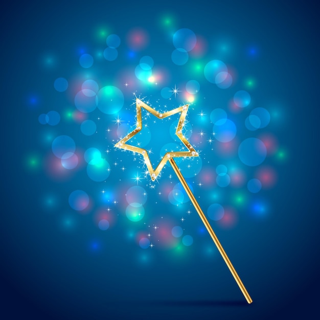 Magic wand on blue background