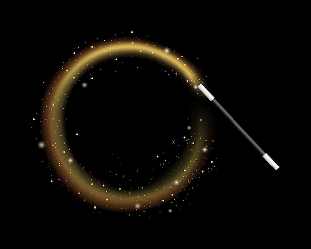 Vector magic wand isolated on black background