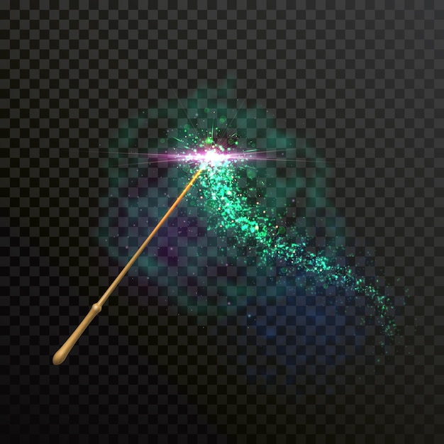 Vector magic wand sparkle glitter light trail trace
