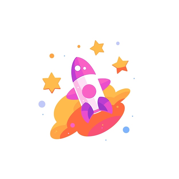 magic wand and stars rocket illustration