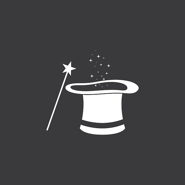 Magic wand stick and hat logo and vector template