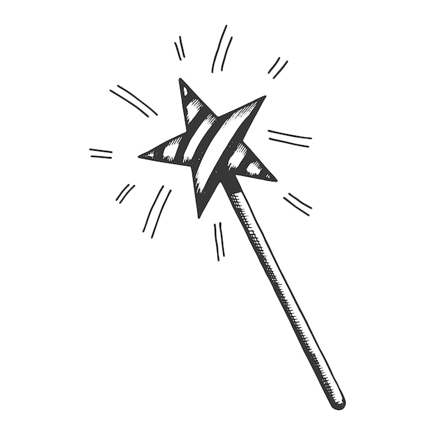 Magic wand vector sketch