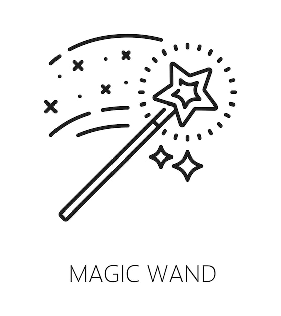 Magic wand witchcraft and magic icon esoteric astrology mystery outline symbol witchcraft and magic item line pictogram or sorcery magician wand thin line vector sign