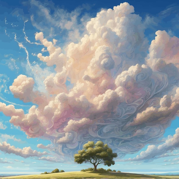 Vector magical art with clouds and sky in the background