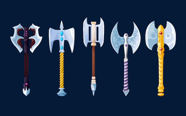 Magical cartoon steel axes and hatchets weapon