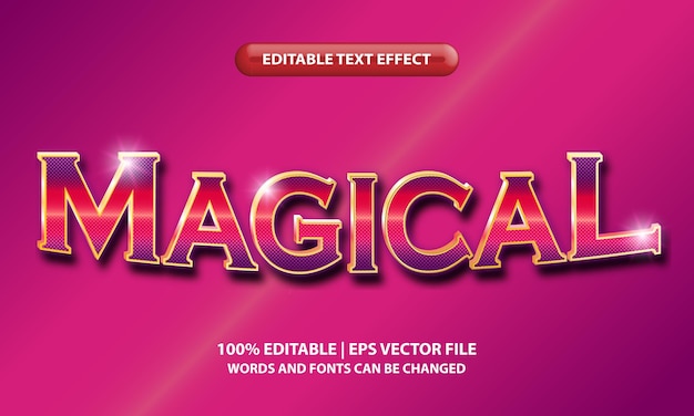 Волшебный редактируемый шаблон текстового эффекта - 3D-надпись фиолетового цвета в стиле волшебника